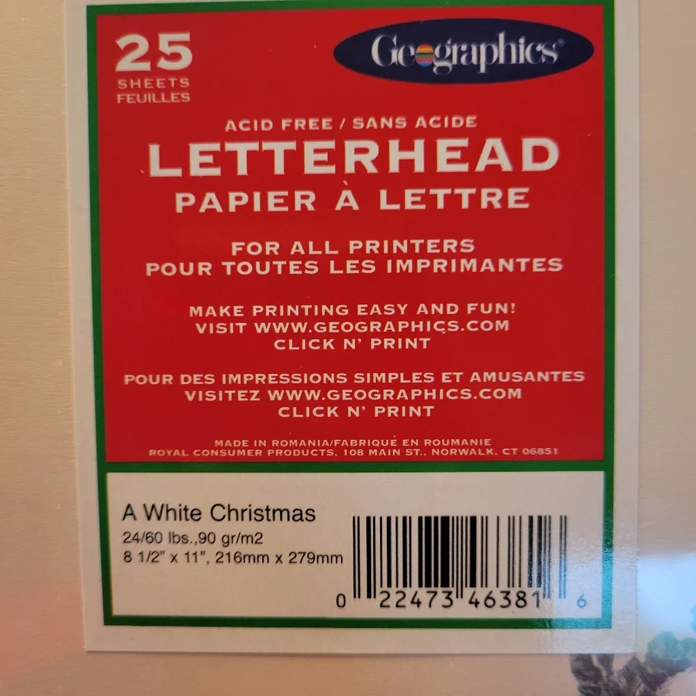 Christmas Letterhead Paper with Santa Design (25ct) ~ 4 Packs ~ Christmas ~ New